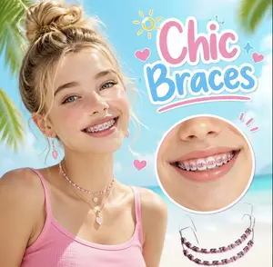 Oral Fashion Fake Braces -Temporary Tooth Decorations with MetalWires, Brackets, and High-QualityOrthodontic Ligature Ties