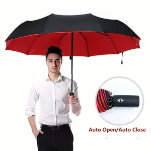 Extra Large Umbrella, 10-Rib Enhanced Double Canopy, 3 Large Foldable Sunshade Umbrella for Men and Women, Automatic Open/Close, Durable Iron Frame, Pongee Fabric, with Business Style for All-Weather Protection