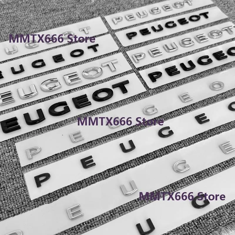 ABS black Car Tail Letter Emblem Sticker Rear Trunk Badge for Peugeot 208 408 4008 GT 5008 307 508 206 207 301 3008 308 2008 207