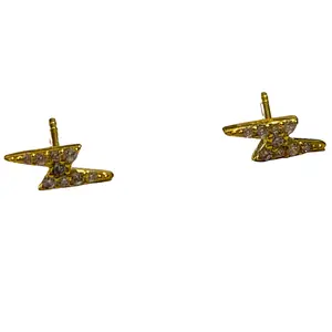 Dainty CZ Pave Lightening Bolt Earrings