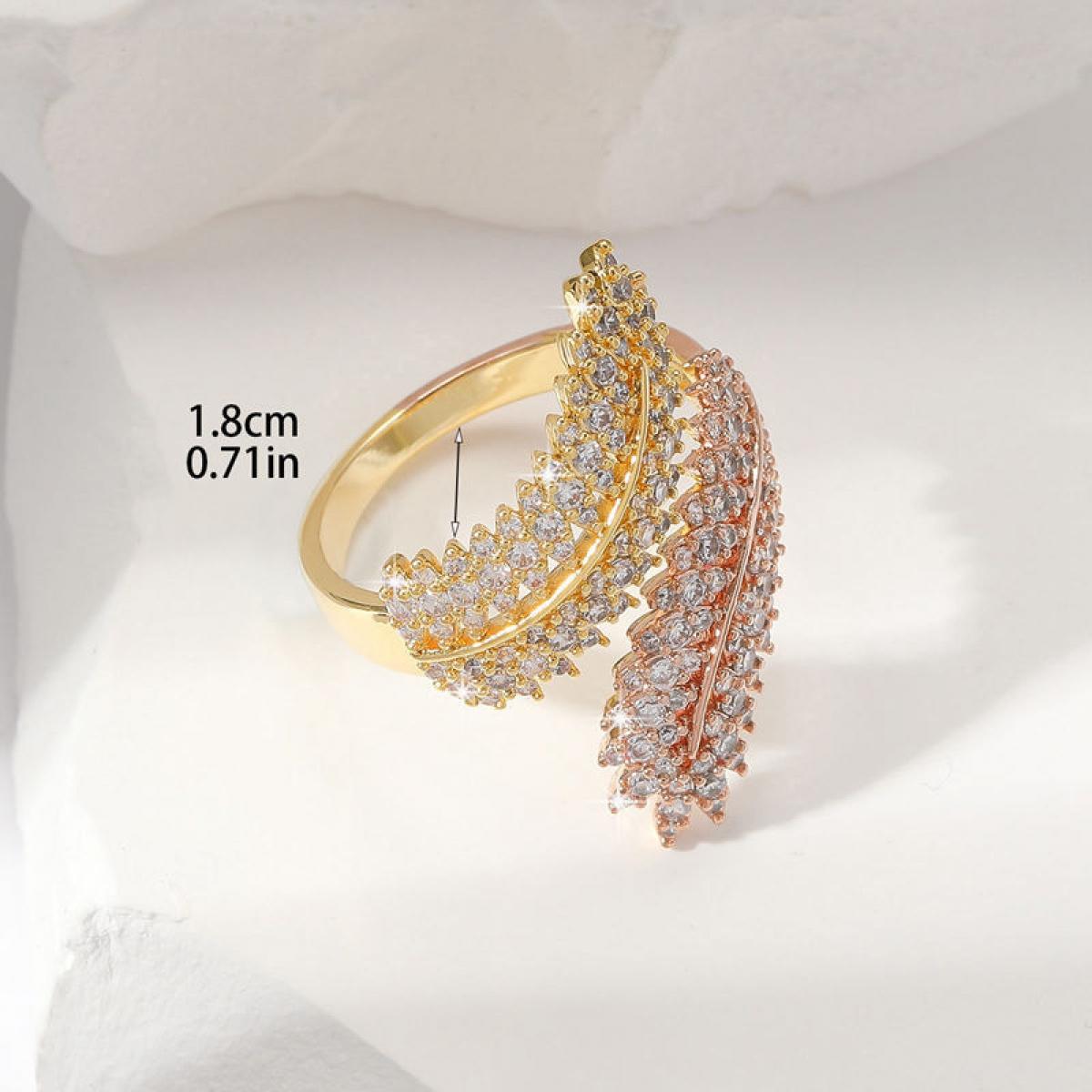 Elegant Feather-Inspired Wrap Ring, Premium Craftsmanship Sparkling Finger Ring, Dainty Everyday Wear Jewelry for Women, Thoughtful Gift for Mom Girlfriend Wife, Versatile Layering Accessory