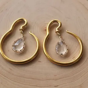 4g+ Wide Faceted Gem Spiral Hangers Gauges Plug Earrings