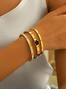 Women's Stainless Steel Exquisite Bracelet Set, Elegant Jewelry Gift for Women, Perfect for Daily Wear & Special Occasions