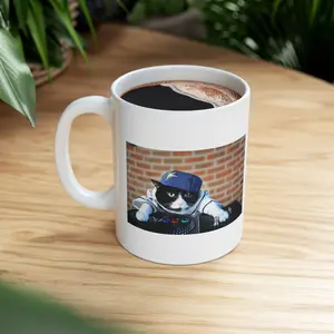 DJ Cat Meme Mug Funny Cat Coffee Cup for Men Women | Cool DJ Kitty Ceramic Mug Music Lover Gift | Cute Animal Meme Coffee Tea Cup | Cat Lover Gift Idea Birthday Christmas for Her Him | Trendy Viral TikTok DJ Cat Funny Mug Gift