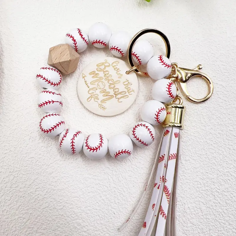 Baseball-Design Tassel Keychain, Cute Keychain for Women and Men, Fashion Accessory to Accessorize Your Daily Outfits, Trendy Versatile and Exquisite Keychain, Great Birthday Gift Idea, Tassel Decorated Keychain, Keychain Accessories