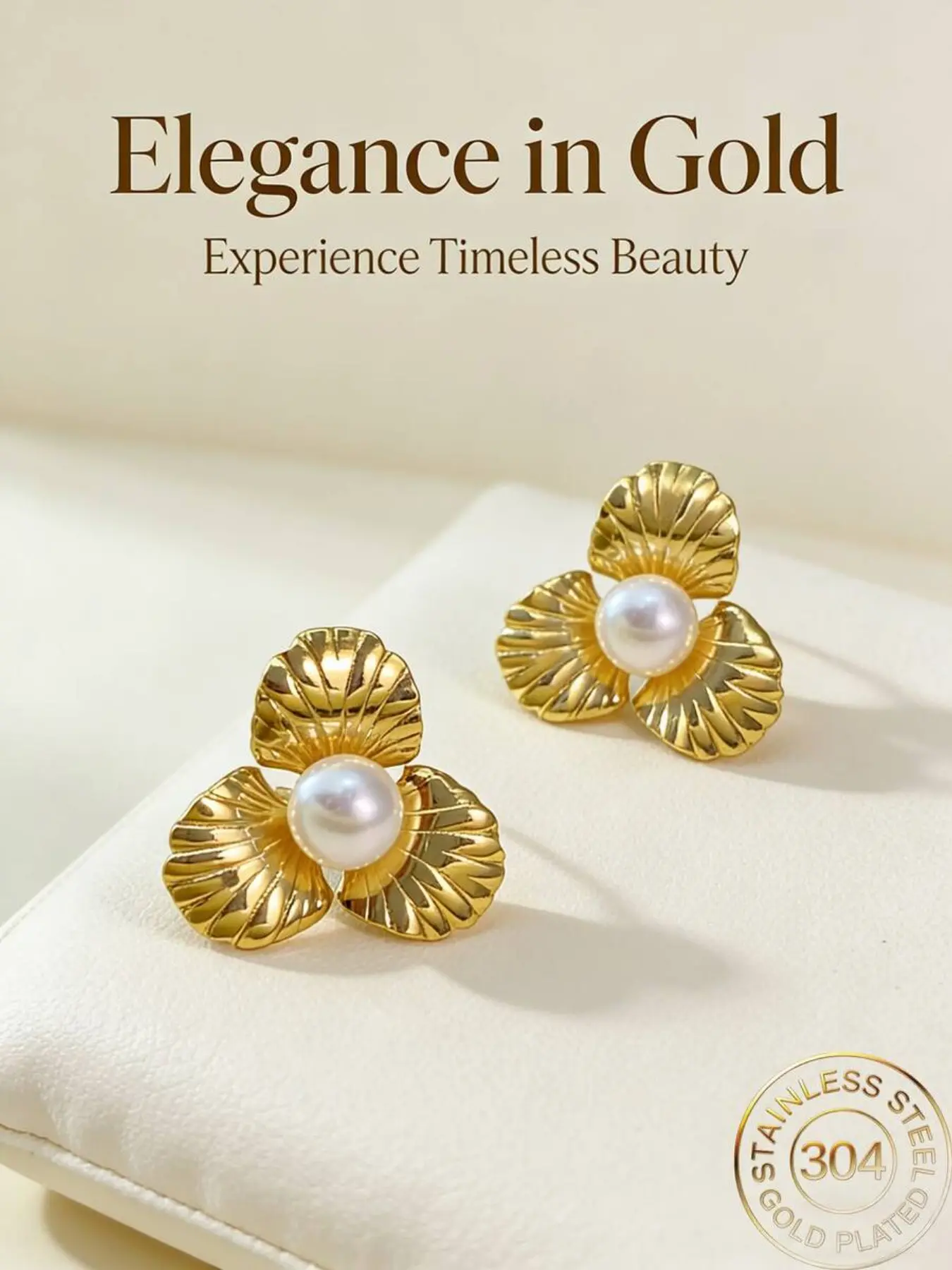 1 Pair Golden Flower Pearl Drop Earrings, Exquisite Large Flower Leaf Pearl Drop Earrings, Women's Retro Fashion Thick Bohemian Summer Beach Floral Earrings, Suitable for Wedding and Festival Accessories, Fashion Jewelry, Birthday Gifts