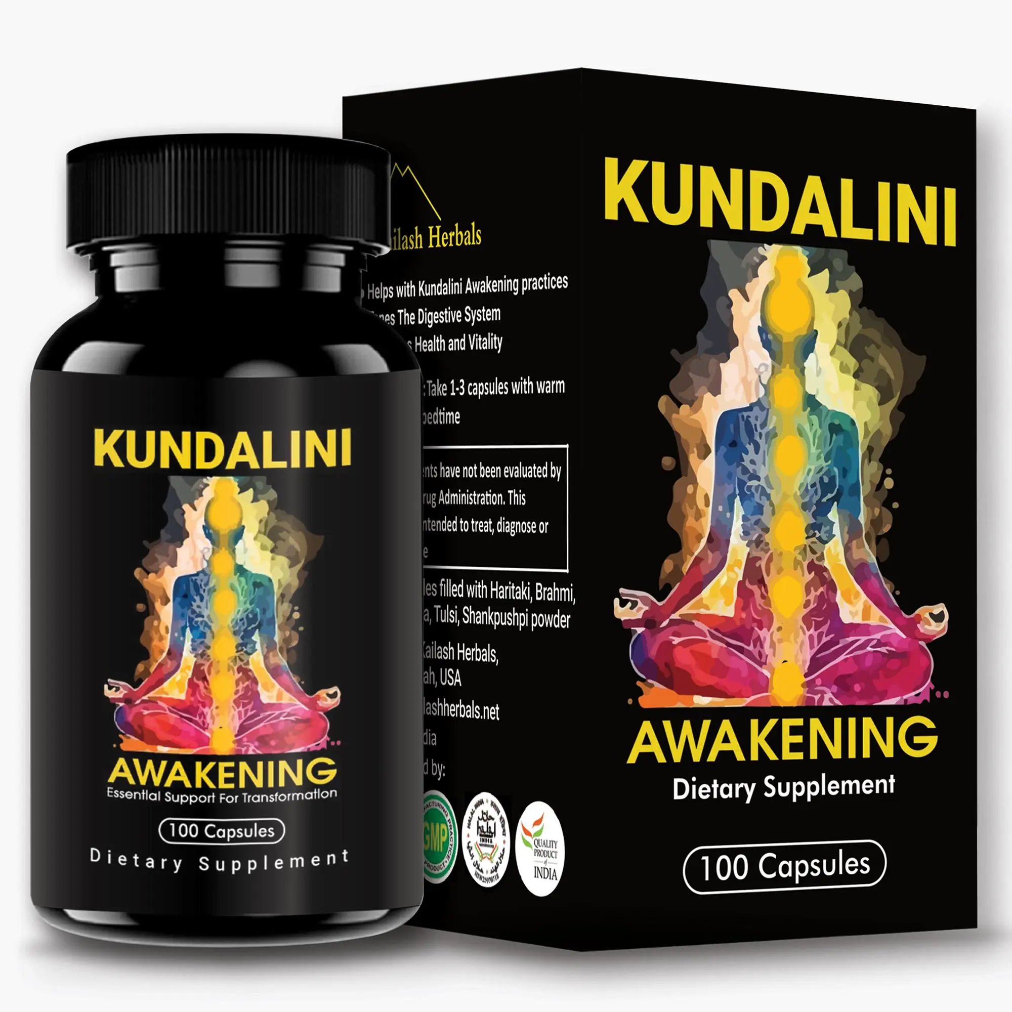 Kundalini Awakening Herbal Supplement, for Enlightenment, Spiritual Growth, Chakra Activation, Yoga, Meditation, Third Eye and Pineal Gland cleansing