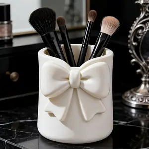 Elegant Bow Design Storage Organizer, High Aesthetic Simple Desktop Pen Holder, Creative Storage Tube, Home Office Desk Accessories
