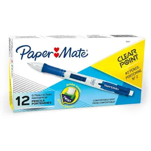 Paper Mate Clearpoint Mechanical Pencils 0.7mm HB # 2 Pencil Set Art Supplies Teacher Supplies Sketching Drafting Pencils College School Blue Barrels 12 Count