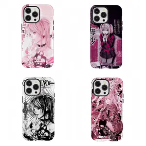 Death Note M-Misa Amane Phone Case Pink Gothic Anime Print Protective Cover Compatible for iPhone 17 Promax 16 15 14 13 12 11 and for Samsung S21-S25 Perfect Gift for Fans Her/Him