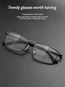 Ultra Lightweight Titanium Eyeglasses Frame for Men, 10.6g Business Square Full-Rim Optical Glasses, Hypoallergenic Prescription Eyewear with Multiple Colors