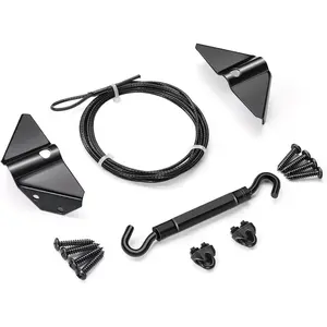 Anti Sag Gate Kits for Wooden Fence, Door Support Cable Kit in Zinc, Black Anti-Sagging Fence Door Kit Steel Hardware for Wooden Correcting or Preventing