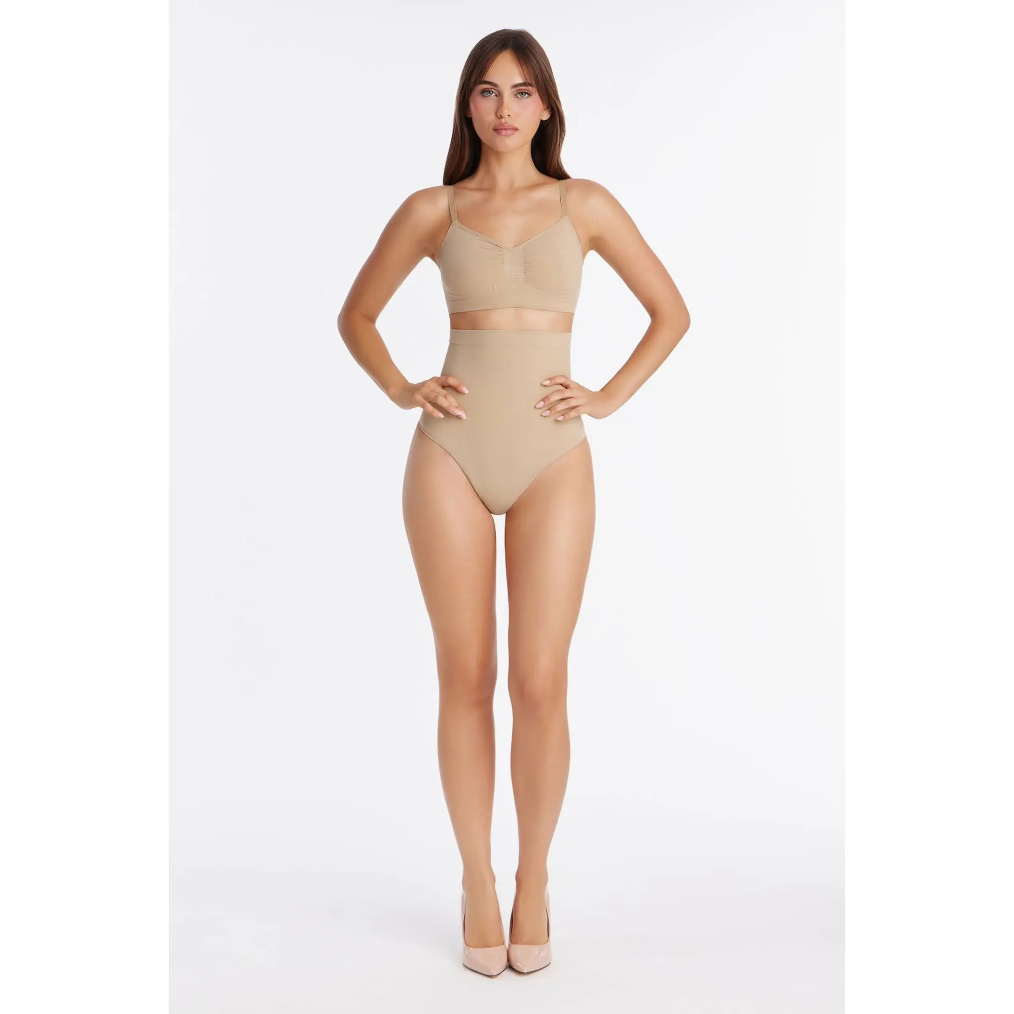 Nova Seamless Sculpt Strong Compression High Waisted Thong - Sand