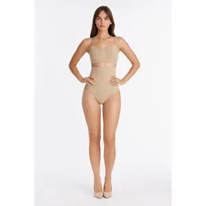 Nova Seamless Sculpt Strong Compression High Waisted Thong - Sand