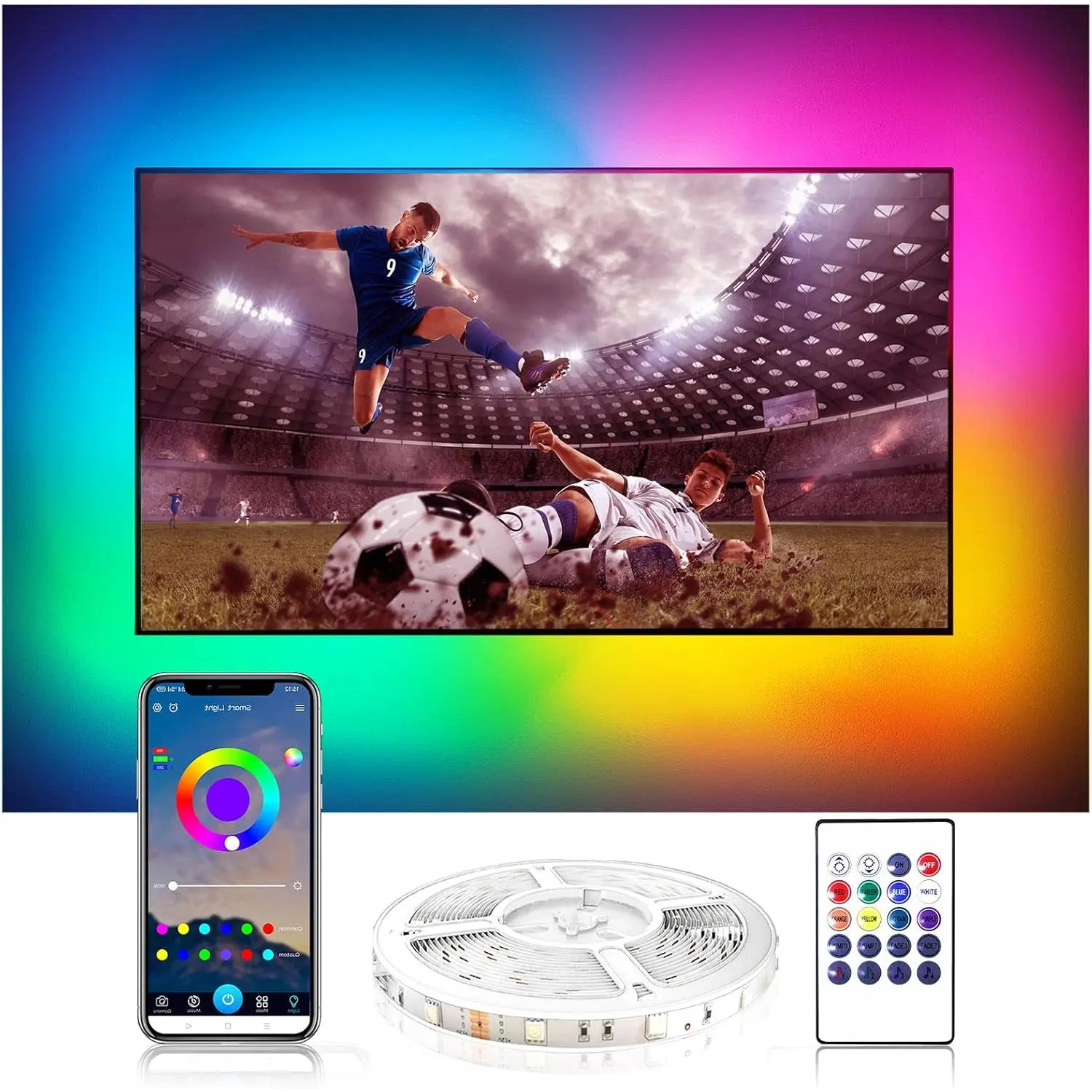 Led Lights for TV 55 inch,12.5 ft TV Led Backlight 65 inch TV Led Lights,USB Led Strip Lights for TV 55-65 inch with Remote,TV Lights Behind Change with TV,Ambient Lighting,Gaming Room Decor