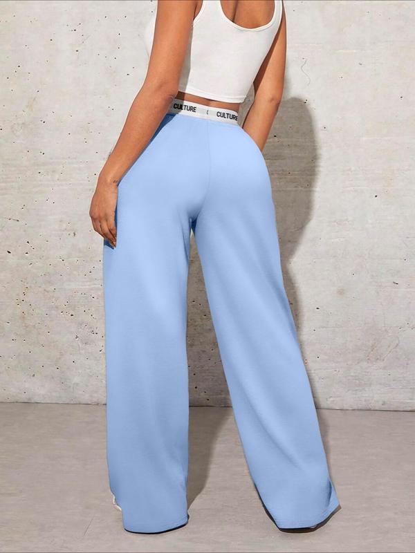 Women's Floral & Letter Print Pocket Sweatpants, Casual Jogger Pants for Daily Wear, Ladies Bottoms for All Seasons