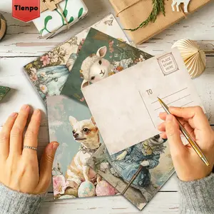 Vintage Country Style Dog Pattern Postcard, 32pcs/set Cute Dog Card, Wall Sticker, Message Card, DIY Postcard, Dog Card, Memorial Card