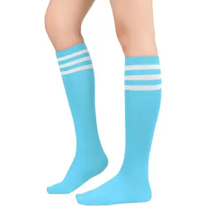 Knee High Striped Socks for Women - Long Thin Tube Sports Thigh High Socks Tall Stockings