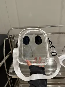 Ghost Face Transparent Plastic Bag Clear Bag, Cute Fun Women's Shoulder Crossbody Bag Casual Shoulder Bag, Waterproof Sandproof Picnic Sports Halloween Ghost Bag