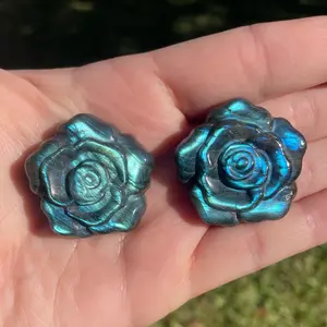 Labradorite Crystal Rose Carving for Promoting Psychic Abilities and Aura Protection - Jewelry Accessory & Derivative