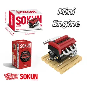 Mini Engine Building Blocks Set, 4G63 Inline-Four Turbo Engine Model Kit, MOC Mechanical Engine Building Toy for Adults & Car Enthusiasts, Collectible Desk Decoration & Ideal Gift
