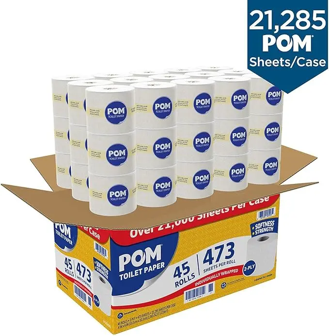 POM Bath Tissue, Septic Safe, 2-Ply, White (473 sheets/roll, 45 rolls)