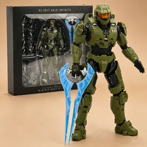 Halo Infinite Master Chief 1/12 Scale Action Figure Highly Poseable Spartan 117 with Weapons Premium Collectible Toy for Halo Fans tiktokshopspringglowup
