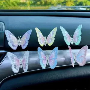Embroidery Butterfly Car Decoration Butterfly Decoration with Dancing Wings Car Center Console Air Vent Decoration Car Accessories
