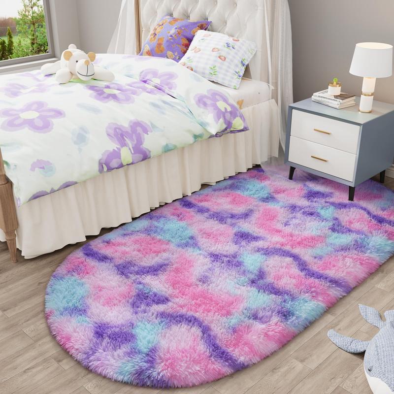 Round/Oval Fluffy Princess Castle Rug , Plush Shaggy Cute Carpet | Rainbow/Pink-Purple/Blue-Purple | Kids Girls Bedroom, Nursery & Baby Room,2x5, 2.6x5.2,5x5, 6x6 Feet Round/Oval Fluffy Princess Castle Rug , Plush Shaggy Cute Carpet | Rainbow/Pink-Purple/Blue-Purple | Kids Girls Bedroom, Nursery & Baby Room,2x5, 2.6x5.2,5x5, 6x6 Feet