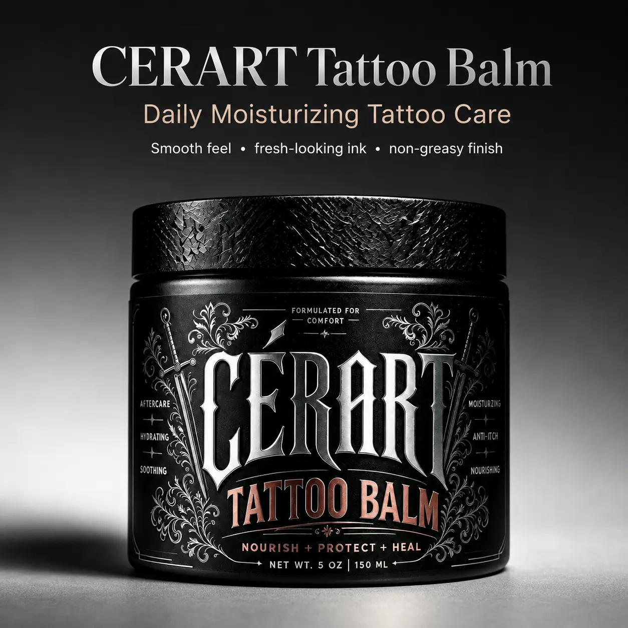 CERART Tattoo Balm 5oz, Premium Ink Care Moisturizer for Tattooed Skin, Nourishing Body Balm with Botanical Oils, Daily Tattoo Skincare Essential