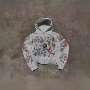 2025 Hoodie with Cartoon Print and Zip-up Hood Menswear Sweatshirts sweats