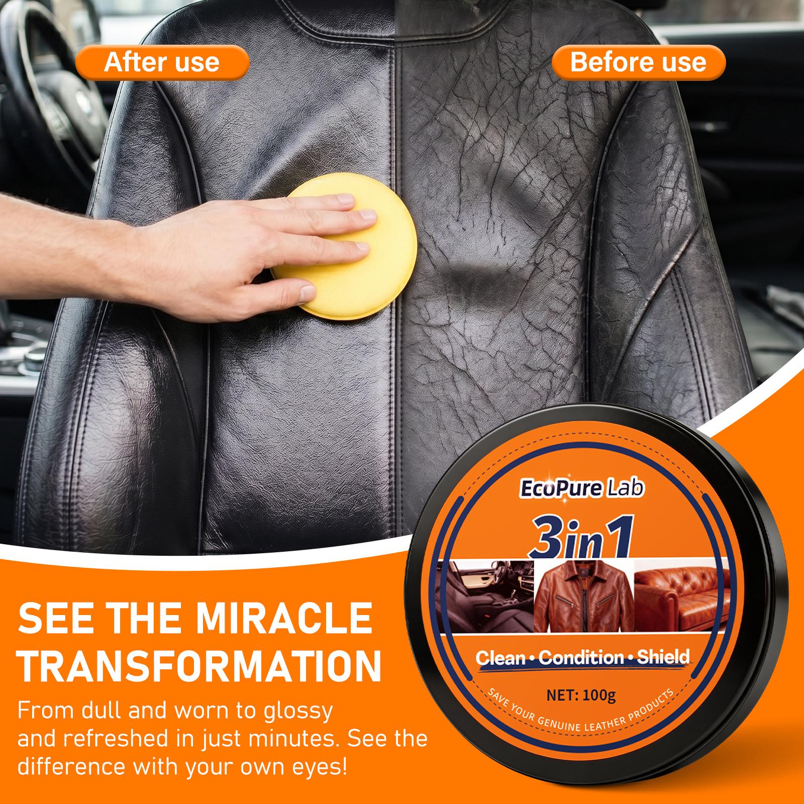 EcoPure Lab 3-in-1 Premium Leather Restorer & Cleaner - Waterless Car Interior & Couch Repair Cream - Mess-Free Sponge Applicator for Boots & Vinyl - Quick-Drying, Professional Grade & Eco-Safe EcoPure Lab 3-in-1 Premium Leather Restorer & Cleaner - Waterless Car Interior & Couch Repair Cream - Mess-Free Sponge Applicator for Boots & Vinyl - Quick-Drying, Professional Grade & Eco-Safe