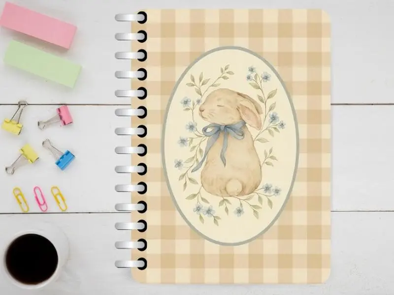 Tan Checkered Patterned--=%2=- Planner=%2=-- with Bunny & Florals Design Interactive Digital Weekly Day--=%2=- Planner=%2=-- 2025 Year Academic Organizer for Weekly Planning English Language work planner