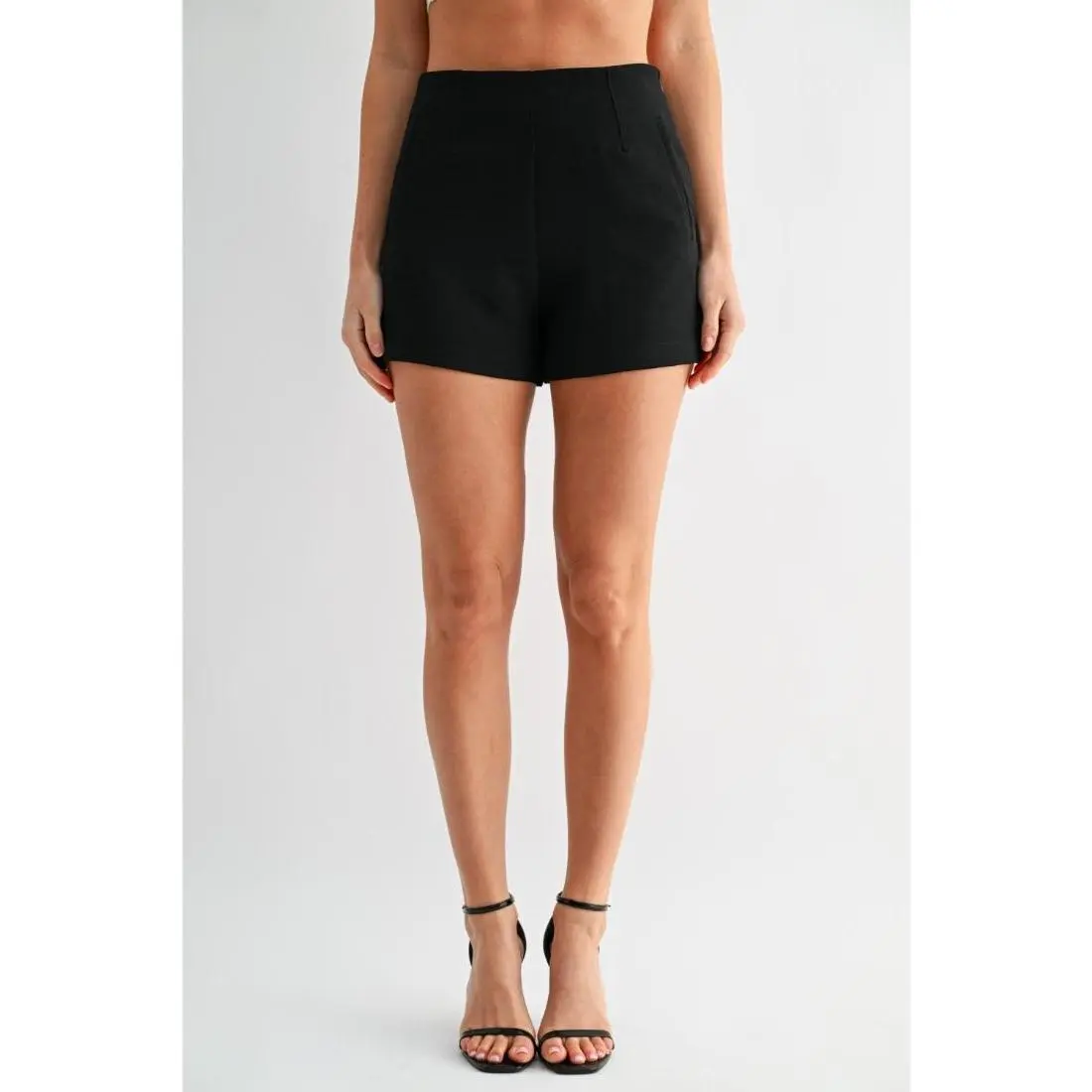 Posie High Waisted Tailored Shorts - Black