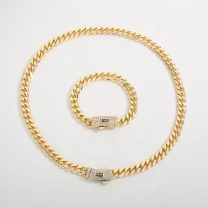 Monaco necklace men's hip-hop Cuban ladies punk horsebit chain bracelet copper material gold retro