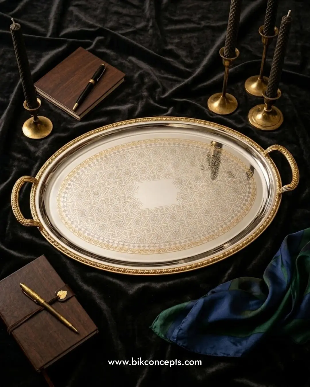 Imperial Silver & Gold Oval Platter - Luxury Centerpiece Serving Tray