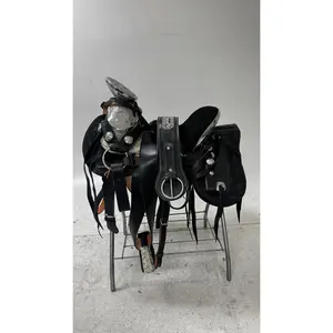 Charro Saddle – Black Leather with Silver Engraved Accents & Bordada Detailing (15.5”) (“El Toro”)