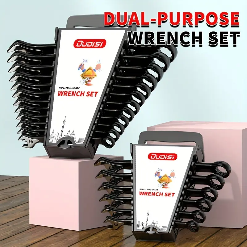 OUDISI 12-Piece Wrench Kit, 6-24mm 72-Tooth Socket Wrenches with Rust-Proof Finish, Durable Hand Tool Kit with Storage Box, Local Warehouse Delivery, 12-Piece Kit