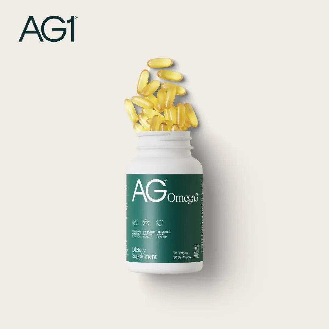 AG1 Omega 3 Fish Oil Softgels – 2000mg EPA & DHA from Wild-Caught Fish, Supports Heart, Brain & Joint Health | 90 Capsules | Athletic Greens Supplement
