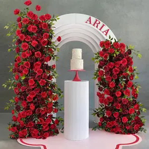 5D Red Rose Wedding Background Arch KT Board Decorative Flower Row S-A7764