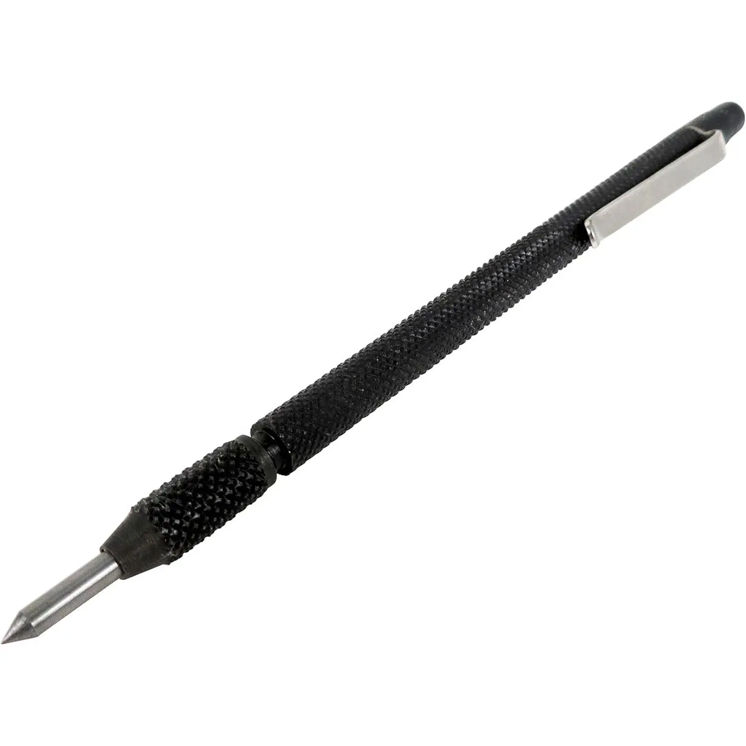 Heavy Duty Tungsten Carbide Scriber Pen (466101) - 5.5 in, 0.25 in Diameter, Hardened Tool Steel Body, Magnetic Pickup for Metal Object Retrieval, Pocket Clip, Knurled Grip, Replaceable Tip to Mark and Label Hard Materials