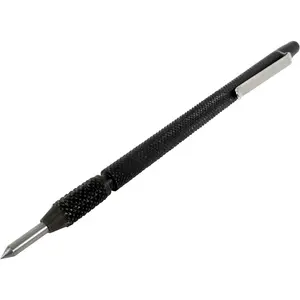 466101 Heavy Duty Tungsten Carbide Scriber Etching Pen - 5-1/2 inches, 1/4 inch Diameter, Hardened Tool Steel Body, Magnetic Pickup, Pocket Clip, Knurled Grip, Replaceable Tip for Marking Metals, Glass/Ceramic