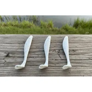 4" Swim Bait White with Silver and Pearl Flake Hand Poured Soft Plastic Made In USA