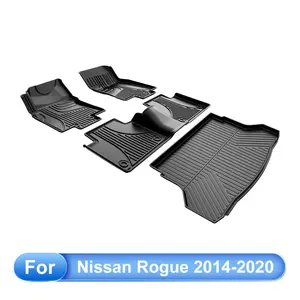 AOMSAZTO Custom Fit Digital Scan TPE Car Floor Mats & Trunk Mat - Anti-Skid, Waterproof, All-Weather Accessories for 2014-2020 Rogue, Mat Floor Mats