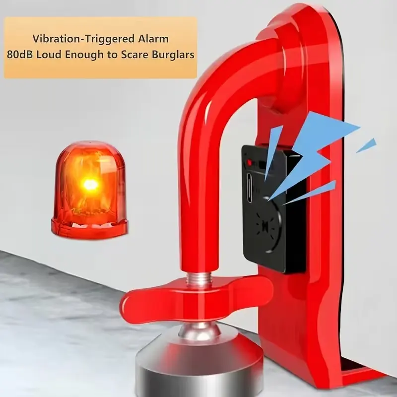 Portable doorstop alarm, equipped with an 80-decibel alarm sound, dual protection, a general-purpose anti-theft safety door wedge, vibration alarm, efficient protection, made of high-strength metal, long-lasting battery, easy to install
