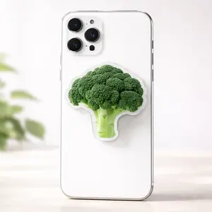 Broccoli Food Aesthetic Green Magsafe Phone Grip Holder, Funny Y2K Acrylic Magnetic Phone Mount, Pop Socket Adjustable Durable Accessories