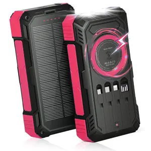 Three styles with large capacity-Solar Power Bank 20000mAh | 15W Wireless Charging | Built-in 4 Cables | 22.5W PD Fast Charging | Rugged Outdoor Power Bank for All Devices  Chargeable power bank power bank charger battery power bank