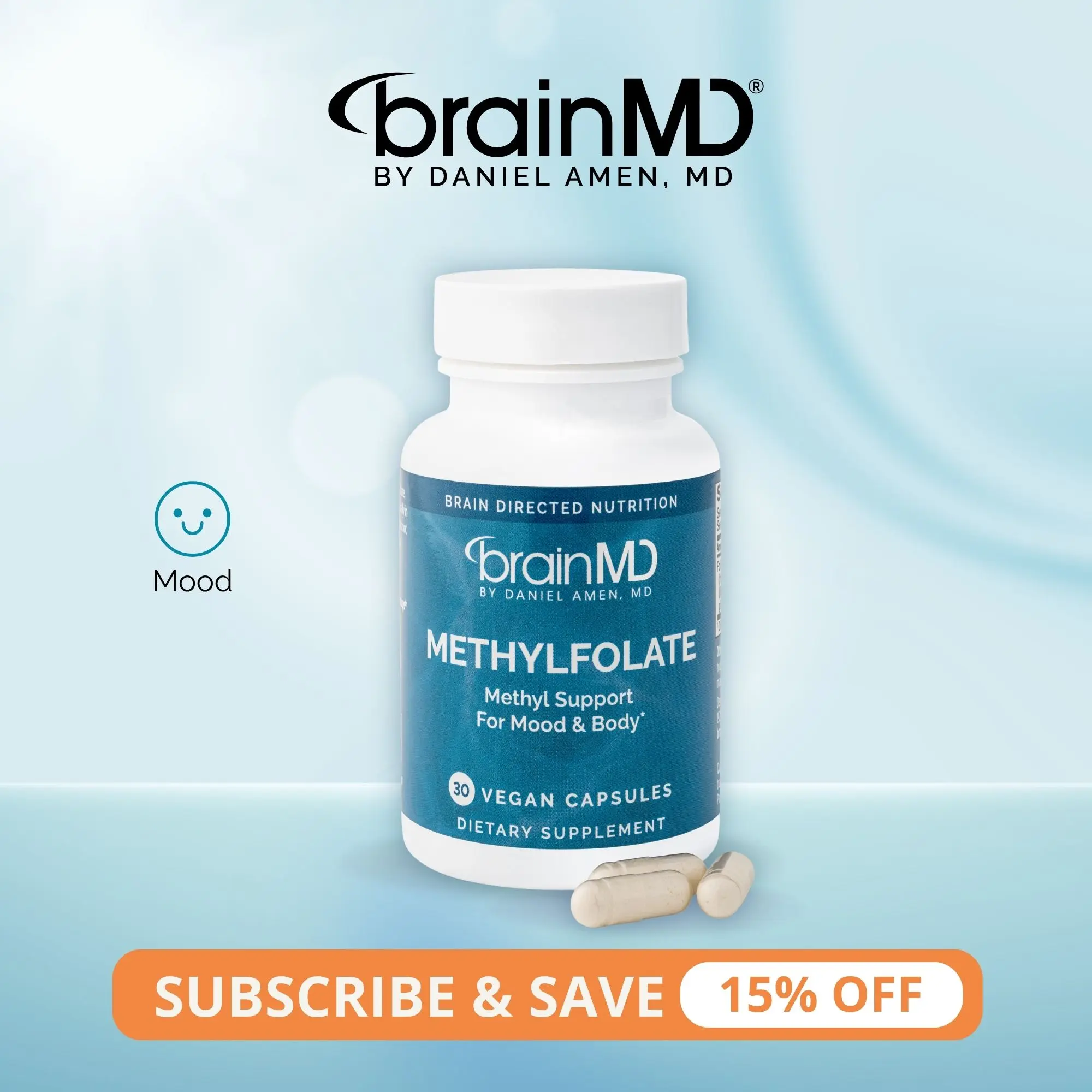 MethylFolate | BrainMD | 30 Capsules | Mood & Cognitive Support | Heart Health & Prenatal Wellness | Active L-Methylfolate 5000mcg