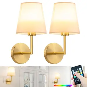 Vintage Fabric Wall Lamp Set, USB Rechargeable, RGB Bulb, 16 Colors, Adjustable Brightness, Option, Bedroom Bedside Light, Decorative Wall Light