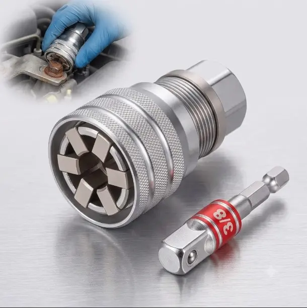 Universal Adjustable Socket Wrench with Adapter, 10-19mm, 3/8''-3/4'' Ratchet Wrench, Updated Adjustable Drive Socket Wrench Sleeve for 3/8" Drive Ratchet Torque Wrench and Power Drill